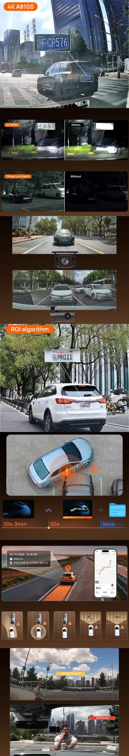 70mai 4K A810S Intelligent Protection for Your Car